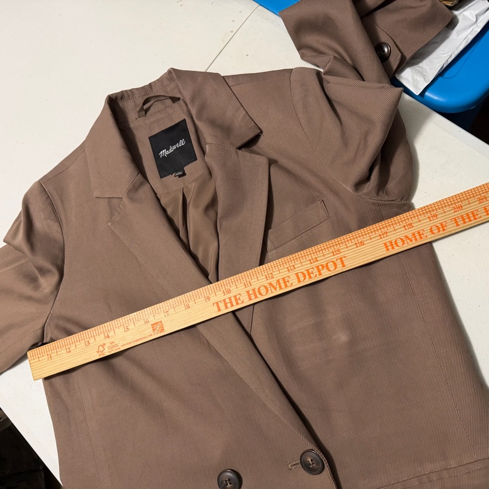 Madewell Drapeweave Caldwell Double Breasted Blazer Castle Rock Brown XS - Picture 9 of 9